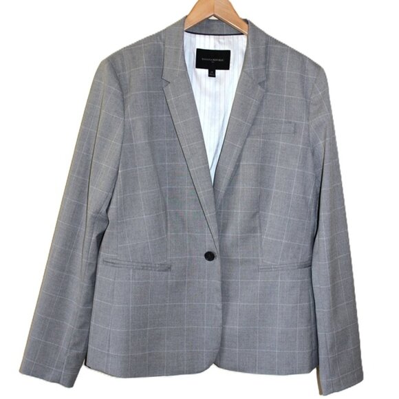 BANANA REPUBLIC *Like New* 2-Piece Tailored Pant Suit in Gray Geometric (Large) - Picture 10 of 14